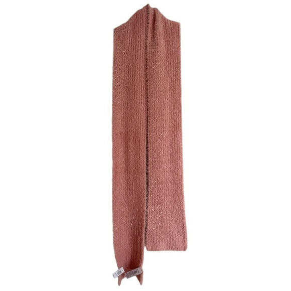 NWT Old Navy Winter Scarf Dusty Rose Metallic Fuzzy Knit Cozy Wrap One Size - Picture 5 of 6